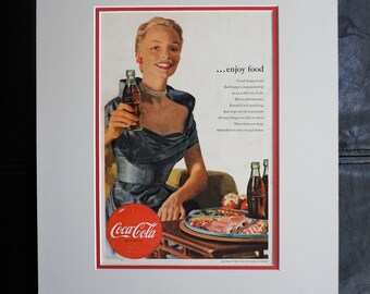 1952 Vintage Coca-Cola Ad: Retro Kitchen Decor (11x14" Matted)