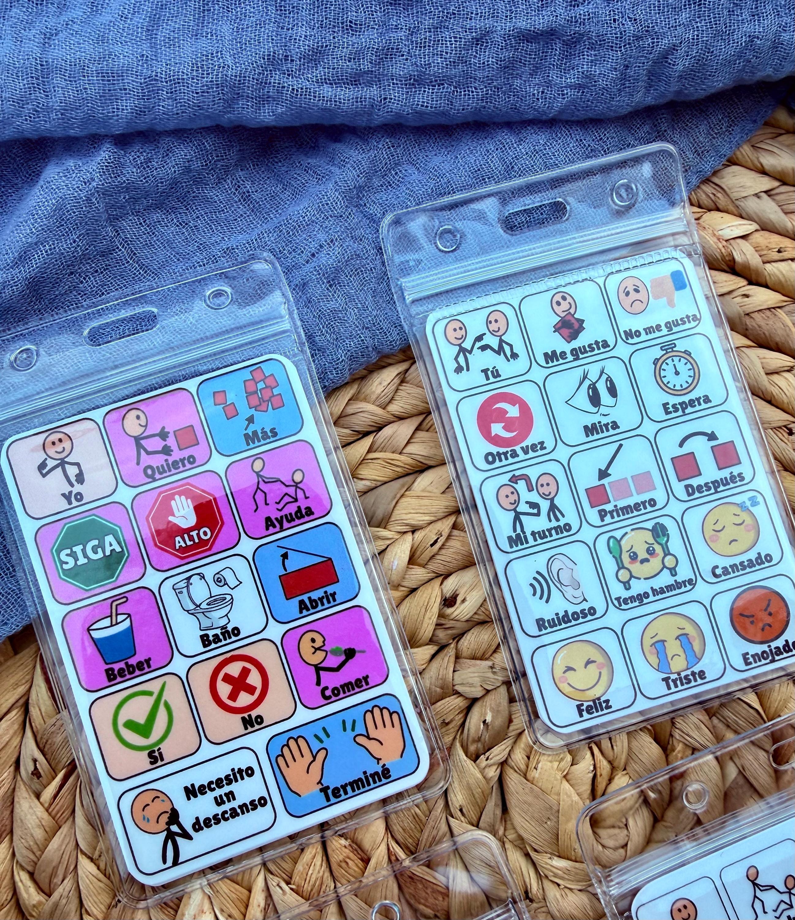 Spanish Mini AAC Core Board With Lanyard | Nonverbal Communication Tool ...