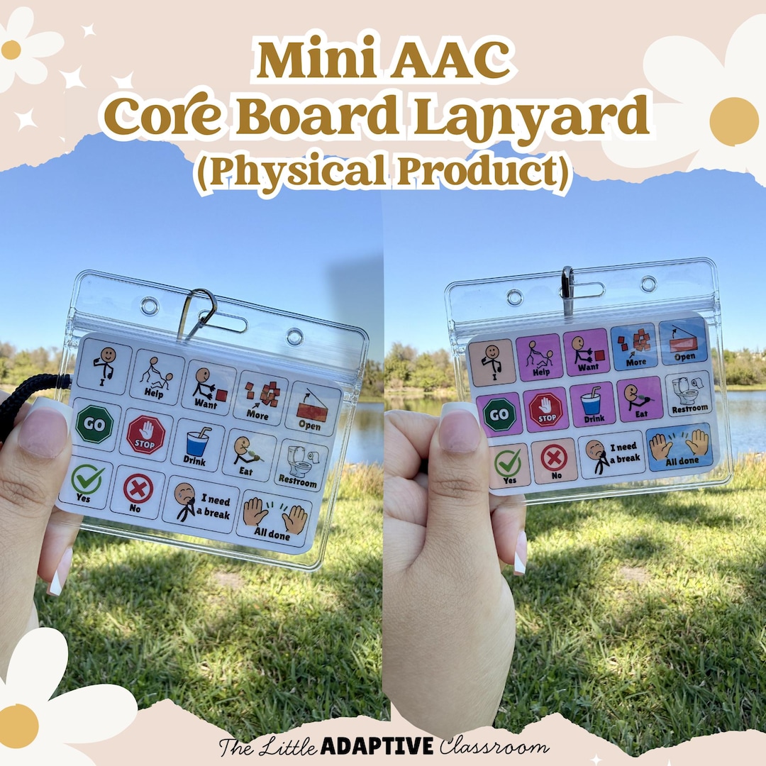Mini AAC Core Board With Lanyard | Nonverbal Communication Tool SLP ...