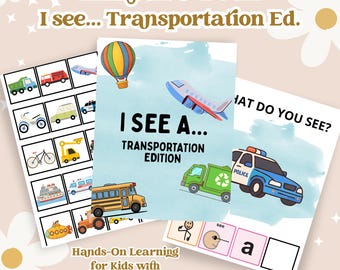 Transportation Adaptive Book, Autism AAC Speech Therapy (Digital Download)