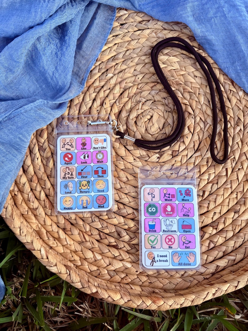 Mini AAC Core Board With Lanyard | Nonverbal Communication Tool - Etsy