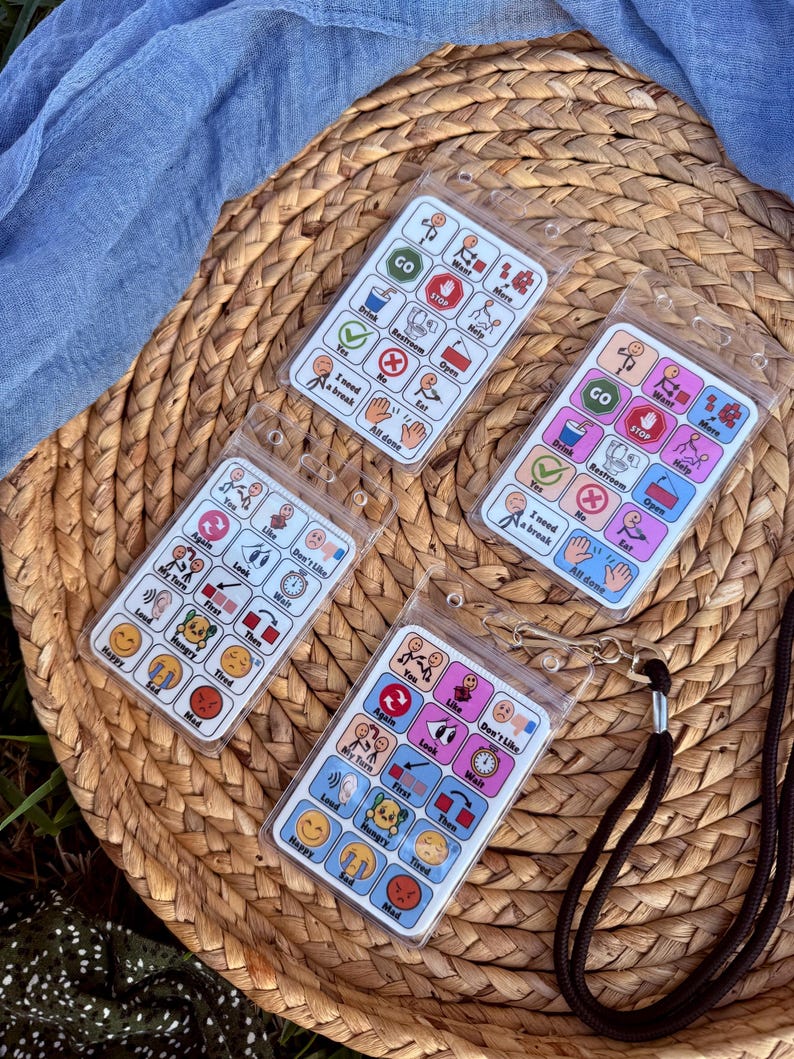 Mini AAC Core Board With Lanyard | Nonverbal Communication Tool - Etsy