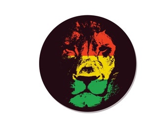 Rasta Reggae Lion Round Sticker Set