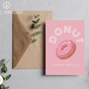 Carte de départ imprimable « DONUT, oubliez nous », carte de départ amusante, cadeau de départ pour collègue ou ami, téléchargement numérique