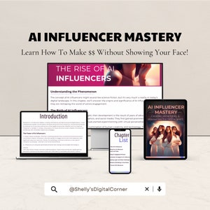 The AI Influencer Mastery E- Book | AI Prompts & Characters, Social Media Guide, Content Strategy, Faceless Marketing ideas, Passive Income