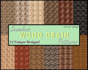 12 Wood Grain Seamless Patterns