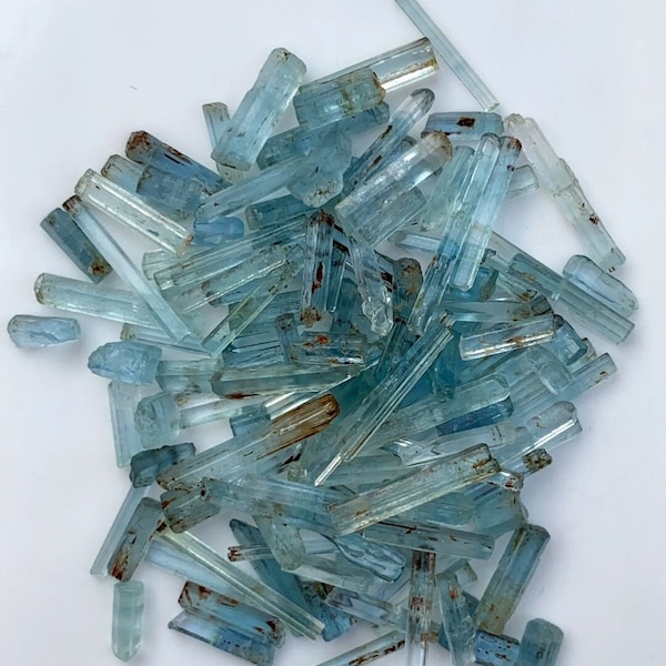 Raw Aquamarine pencil Crystal ,Rough Aquamarine Stone , Natural Aquamarine Specimen , 5-10mm Approx HealingCrystals , For Jewelry Making