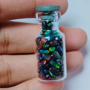 Ethiopian Opal Bottle , Natural Opal Genuine , Black  Opal Nuggets , Opal Polish , Birthstone Opal , Welo Opal Crystal Stone