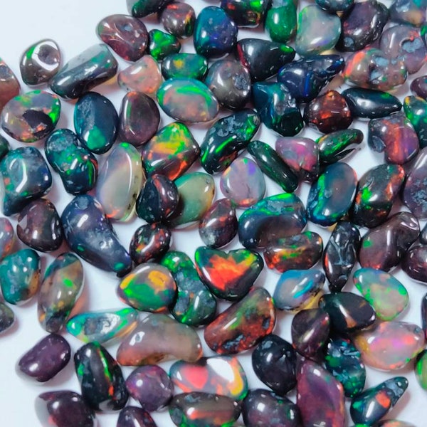 100 Pcs AAA Grade Opal , Black  Polish Opal Rough ,Natural Welo Opal , Opal Crystal , Polish Opal Raw , Untreated Opal 3mm 7mm Approx