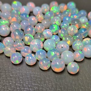 AAA Grade Opal Beads Drilled , Opal Balls , Natural Ethiopian Opal , Round Shape Opal , Loose Opal Balls , Size 4-6MM , Opal For Necklace