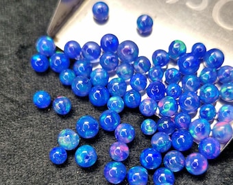 AAA Grade Ethiopian Opal Beads , 5 Pcs Opal Balls , Electric Blue Opal With Red Fire , Round Shape Opal  Loose Opal Balls , Size 4-5MM ,