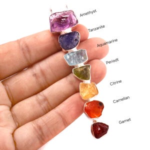 7 Chakra Pendant , Healing Crystals Stone , Meditation Healing , Natural Raw Stone , Solid 925 Sterling Silver , Handmade Pendant