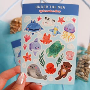Unter dem Meer Sticker Bogen | Süße Tiere - Journal - Planer - Deko | henadoodles