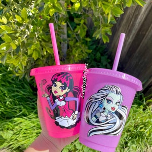 Blueyed Cup Cartoon Straw Cup Outdoor Sports Double Plastic Cup