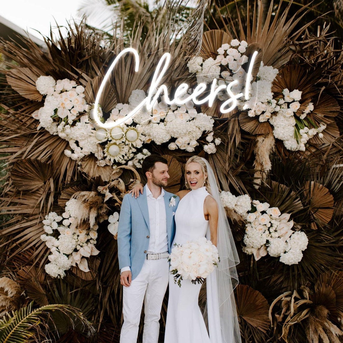 Cheers Wedding Neon Sign Boho Wedding Sign Custom Neon image 1