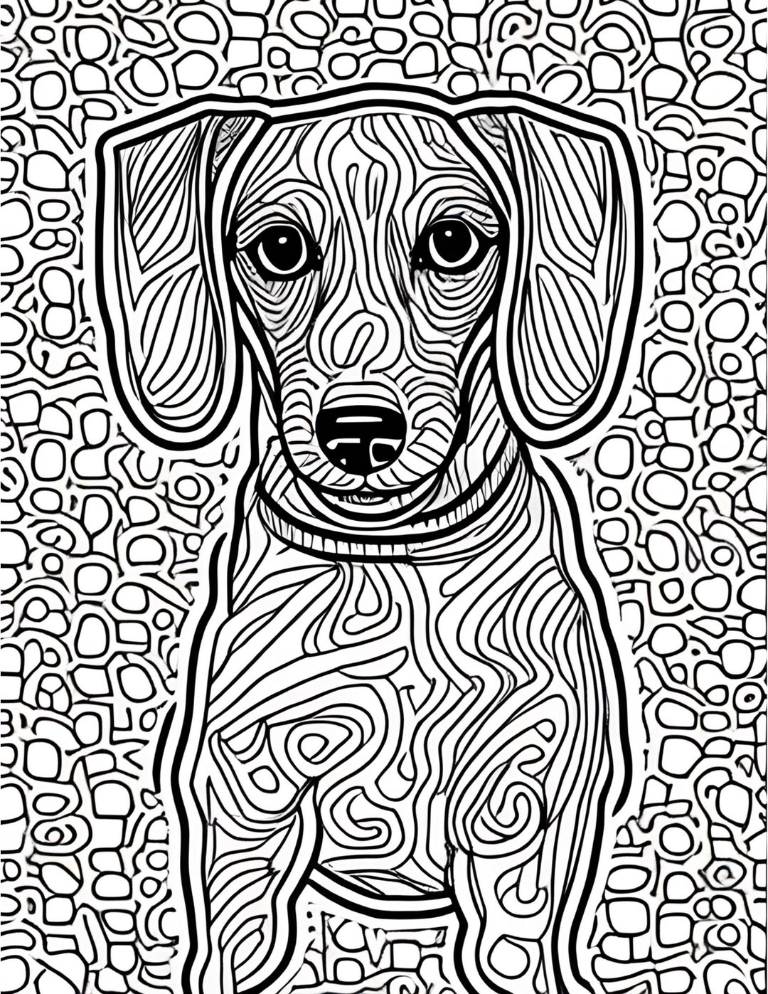 Dachshund Mindful Coloring Page Mandala Zentangle 4 Etsy