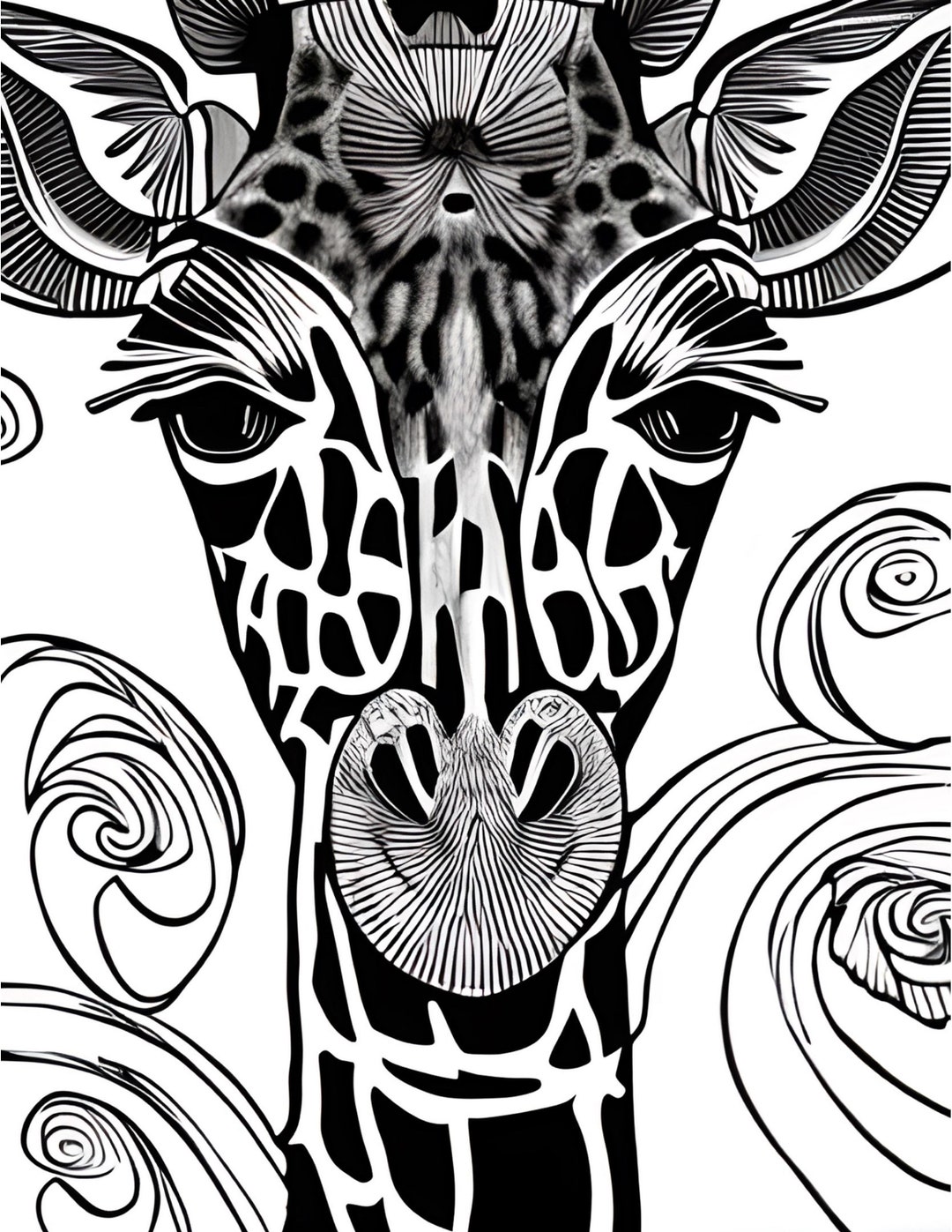 Giraffe Coloring Page: Mindful Coloring Zen Tangle Mandala - Etsy
