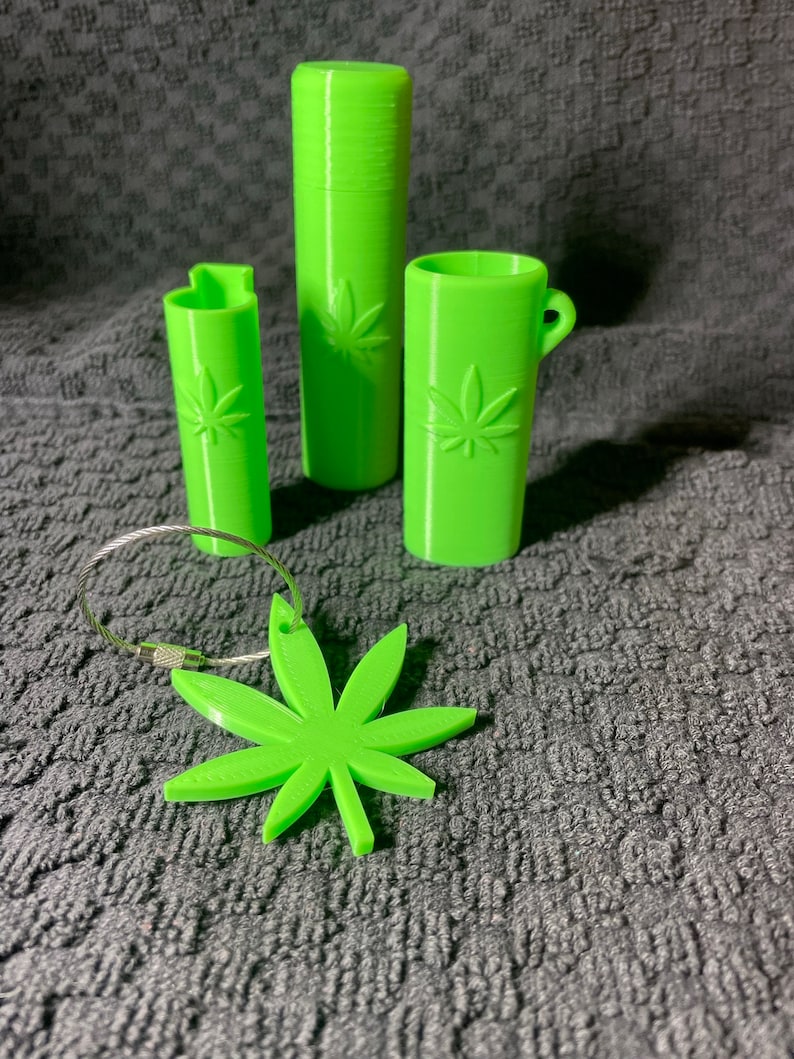 Bic Leaf Lighter Keychain, Stash Container, and Leaf Keychain Trio image 1
