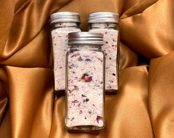 Vegan Rose Petal Bath Salt | Relaxing Rose Geranium Bath Salt Paradise | Sustainably Crafted Artisan Bath Salt Spa | Pink Rose Bath Salts