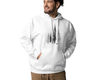 Forest Trees Graphics Printed Hoodie Unisex Long Sleeve Crewneck Hoodie Gift for Her Trendy Retro Hoodies Gift for Him Oversized Hoodies