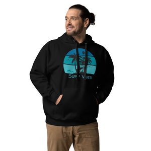 Surf Vibes Premium Hoodie for Unisex Long Sleeve Crewneck Hoodie Gift for Her Trendy Retro Hoodies Gift for Him Oversized Aesthetic Hoodies