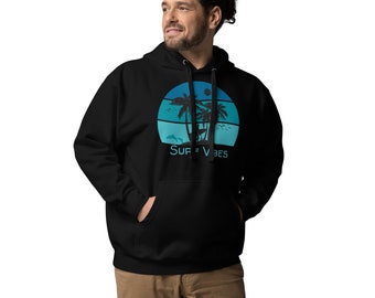 Surf Vibes Premium Hoodie för unisex Långärmad Crewneck Hoodie Present till henne Trendiga Retro Hoodies Present till honom Överdimensionerade Estetiska Hoodies