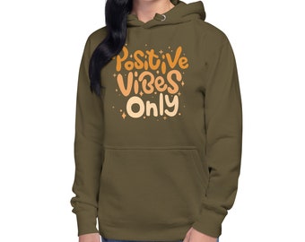 Alleen positieve vibes, alleen uniseks hoodie cadeau voor haar Grafisch ontwerp hoodies cadeau voor hem hoodies met lange mouwen en ronde hals voor mannen Esthetische hoodies