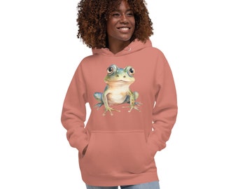 Cute Frog Animal Hoodie Unisex Heavy Blend Cotton Hoodie Gift for Her Aesthetic Hoodies Gift for Him Crewneck Long Sleeve Graphic Hoodies