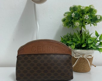 バイヤー厳選用品 Coin Logo Monogram Celine Authentic Case GP Leather Brown 小物