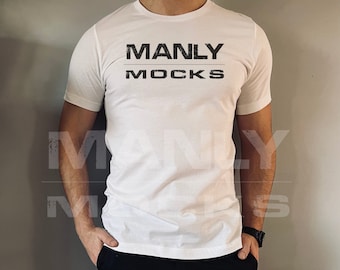 Bella Canvas 3001 Mockup, 3001 Bella Canvas Mockup, T-Shirt Mockup, White shirt mockup, Male t-shirt Mockup, Model Mockup, Manly Mocks