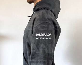 Gildan 18500 Mockup, Left Sleeve Mockup, Dark Heather Hoodie Mockup Side View, Male Model Mockup, Mens Dark Grey Hoodie Mockup, Manly Mocks