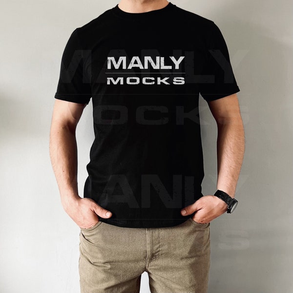 Gildan 64000 Mockup, Gildan T shirt Mockup, G640 Mockup, Black Shirt Mockup, T-shirt Mock up, Male Tshirt Mockup, Model Mockup, Manly Mocks