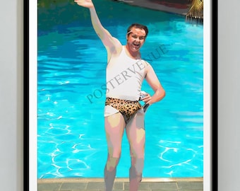 Christmas Vacation Cousin Eddie, Funny Weekend Pool Wall Art, This is not the Original Picture, I Have Recreated this Picture as a Painting