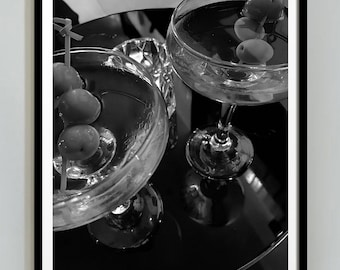 Martini Cocktail Print: Black and White Bar Cart Art (Digital Download)
