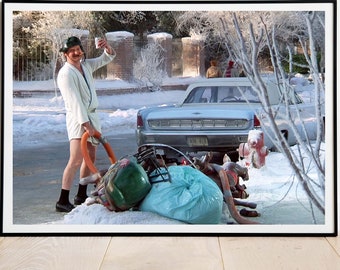 Póster de la película &quot;Mierda, vacaciones navideñas&quot;, arte mural navideño imprimible, Chevy Chase, decoración divertida para el baño, años 90, descarga digital
