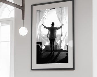 Woman in Window Black and White Photography Print (Digital Download)