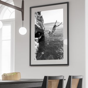 Black and White Ocean Jump Print, Sail Boat, Yacht Wall Art, Vintage Photography, Coastal Wall Art, Hypebeast Room Decor, Digital Download