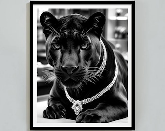 Panther in Jewelry Shop Print: Black and White Fashion Photography (Digital Download)