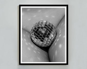 Black and White Disco Ball Print: Trendy Dorm Decor (Digital Download)
