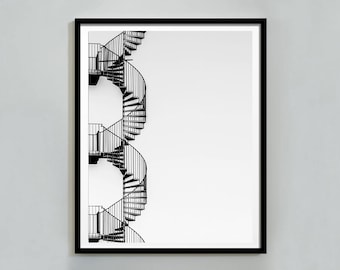 Spiral Staircase Art Print: Modern Architecture Decor (Digital Download)
