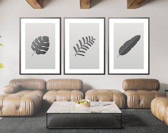 Minimalist Abstract Leaf Print: Neutral Beige & Green Botanical Wall Art (5 sizes)