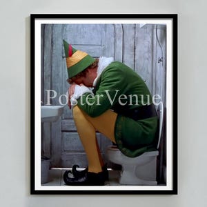 Lustige Badezimmer Leinwand Poster, Wand-Dekor, Kunst, Leinwand, Elf Weihnachten druckbare, Wand-Dekor, Komödie, Weihnachten digitaler Download