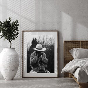Cowgirl Smoking Poster, Retro Western Print, Digital Download, Black and White, Vintage Photography, Girls Bedroom Print, Fashion Room Decor