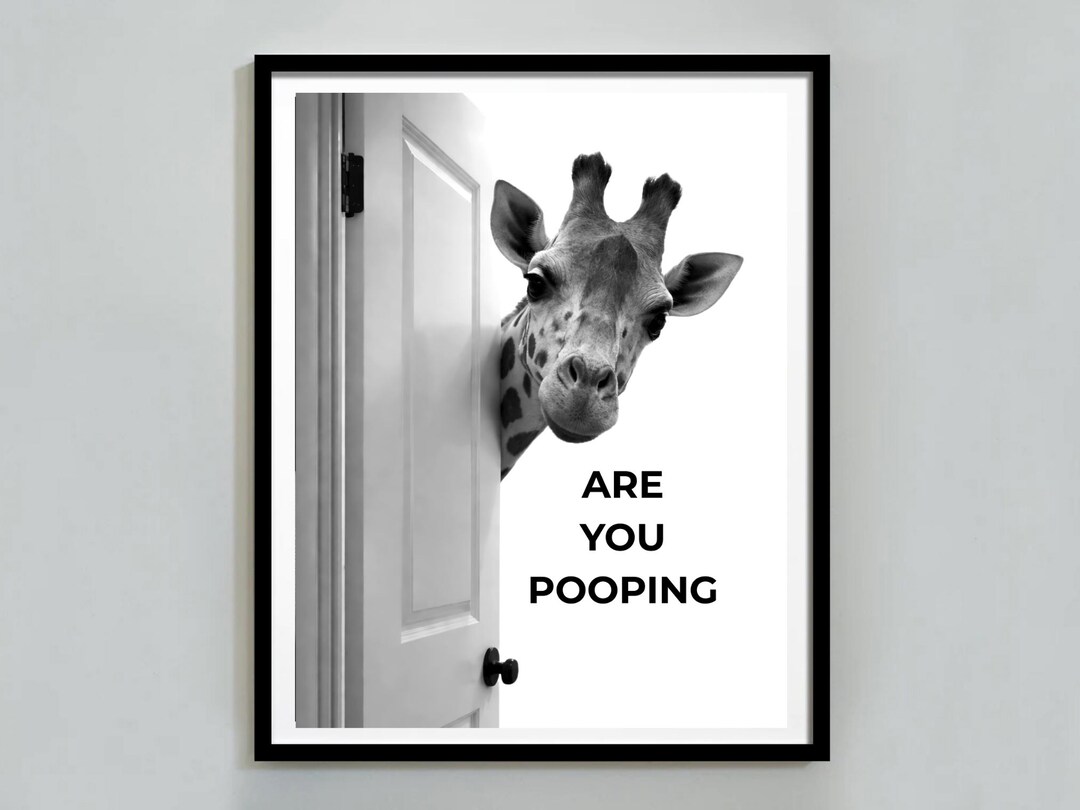 Funny Giraffe Bathroom Art Print: "are You Pooping" Restroom Decor ...