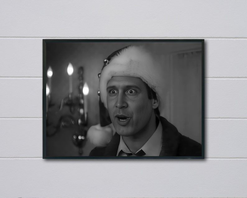 Christmas Vacation Movie Poster, Black and White Photo, Printable Christmas Wall Art, Chevy Chase, Shitters Canvas Poster, Digital Downloads
