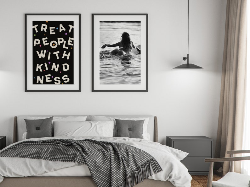 Woman on Surfboard Print, Vintage Surf Poster, Surfing Wall Art, Black and White, Vintage Photography, Girls Room Decor, Digital Download