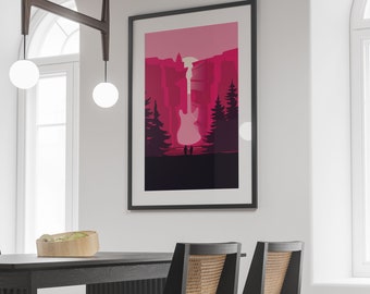 Vintage Guitar Eclectic Wall Art Retro Printable Trendy Music Poster Eccentric Guitar Prints Digital Download (5 sizes)