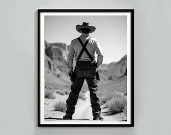 Vintage Cowboy Photography Print: Black and White Western Wall Art (Digital Download)