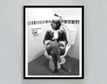 Funny Bathroom Restroom Holiday Decor Poster, Digital Downlaod ( 5 sizes each)