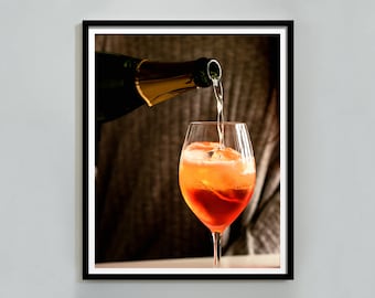 Aperol Spritz Cocktail Print: Bar Cart Wall Art (Digital Download)